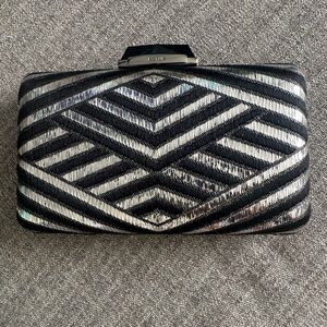 Elegant Black and Silver Geometric Clutch